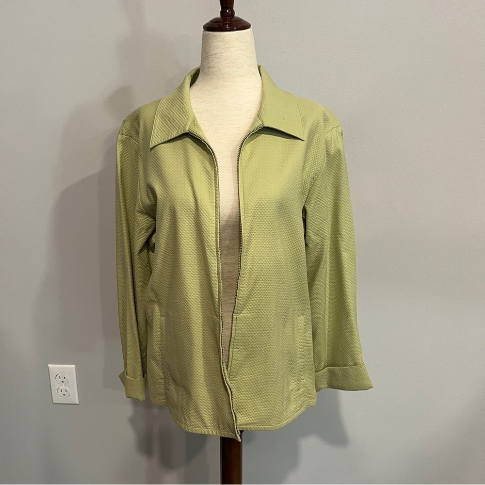 Eileen Fisher Green Quilted Zip Up Jacket Collared‎ Medium - Picture 5 of 8